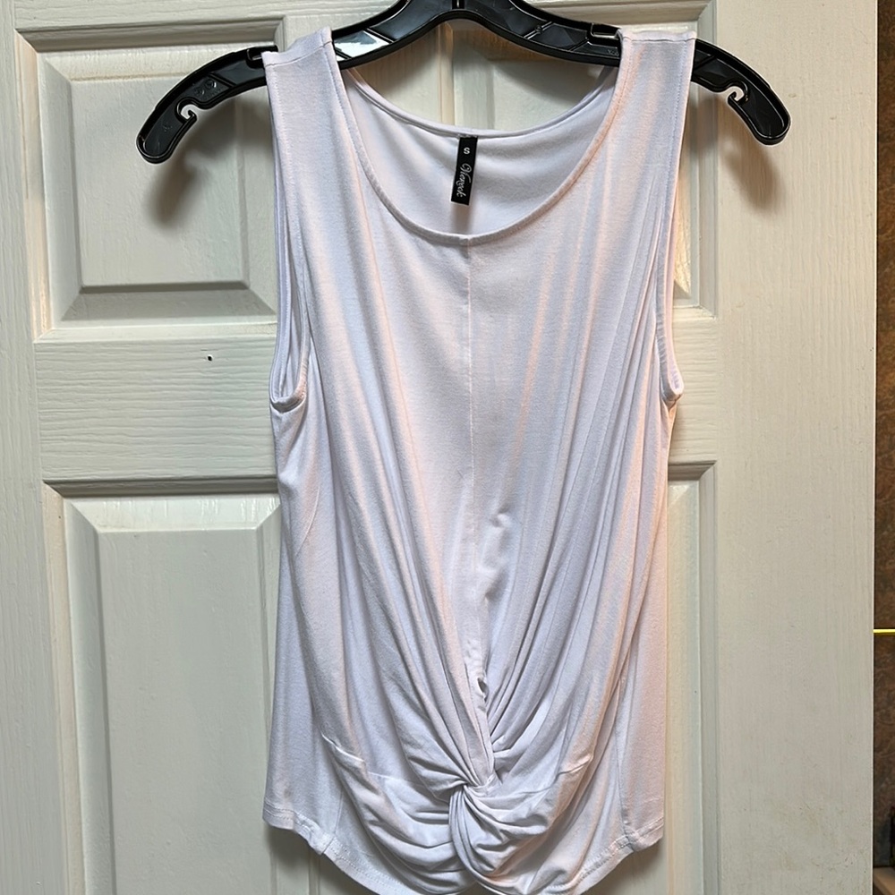 White Sleeveless Twist Front Top